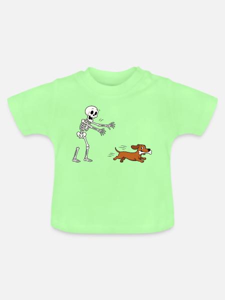 Halloween, Dackel, Skelett - Baby Bio-T-Shirt mit Rundhals - Mintgrün