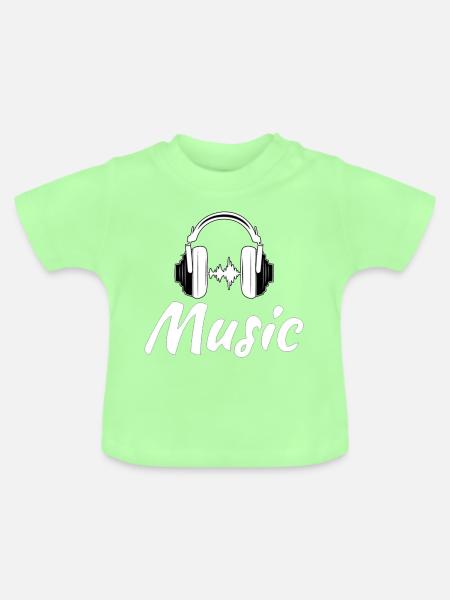 Kopfhörer und Musikwellen - Baby Bio-T-Shirt mit Rundhals - Mintgrün