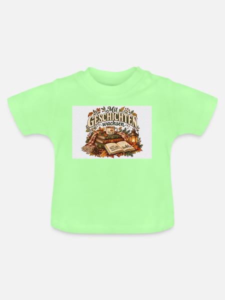 Mit Geschichten wachsen - Baby Bio-T-Shirt mit Rundhals - Mintgrün