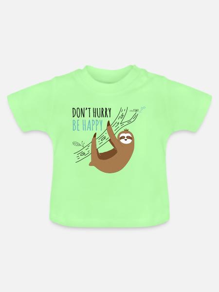 Sloth - Don't hurry - Baby Bio-T-Shirt mit Rundhals - Mintgrün