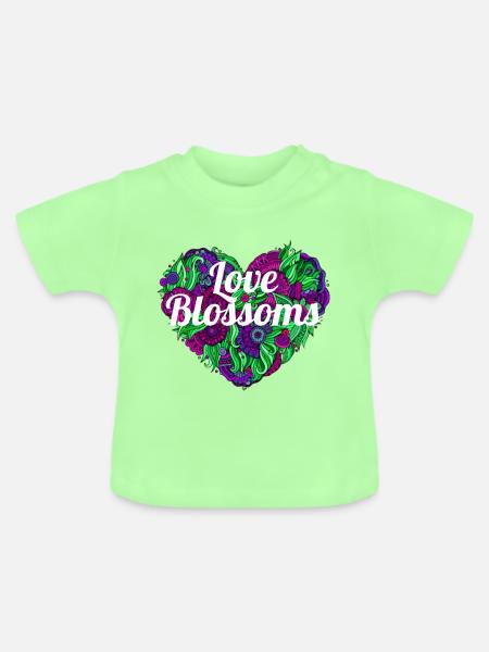 Love Blossoms - Baby Bio-T-Shirt mit Rundhals - Mintgrün