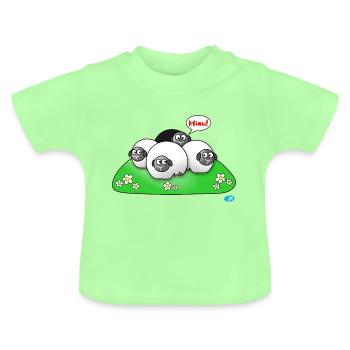 SCHAF with cat syndrome. Miau! - Baby Organic T-Shirt with Round Neck - mint green - Front