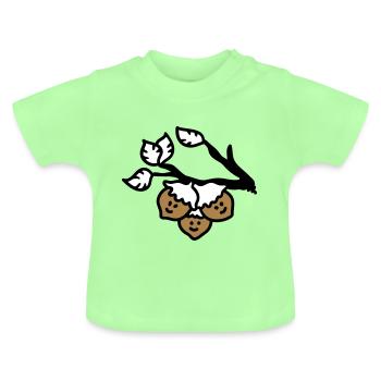 Drei Haselnüsse am Ast 3 - Baby Bio-T-Shirt mit Rundhals - Mintgrün - Vorne