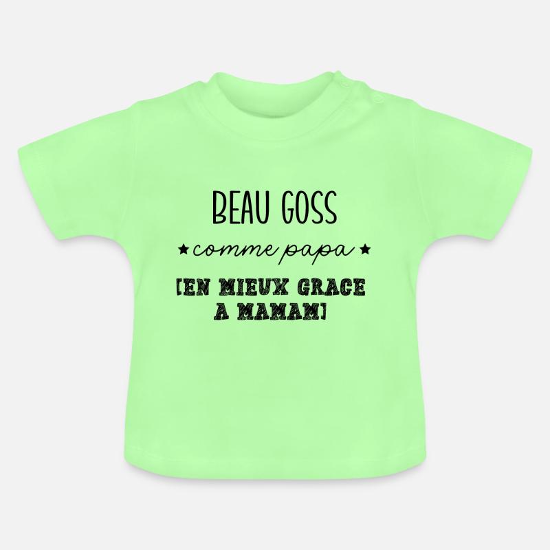 beau goss comme papa - T-shirt bio col rond Bébé - vert menthe