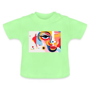Portrait abstrait et surréaliste du visage. - T-shirt bio col rond Bébé - vert menthe - Devant