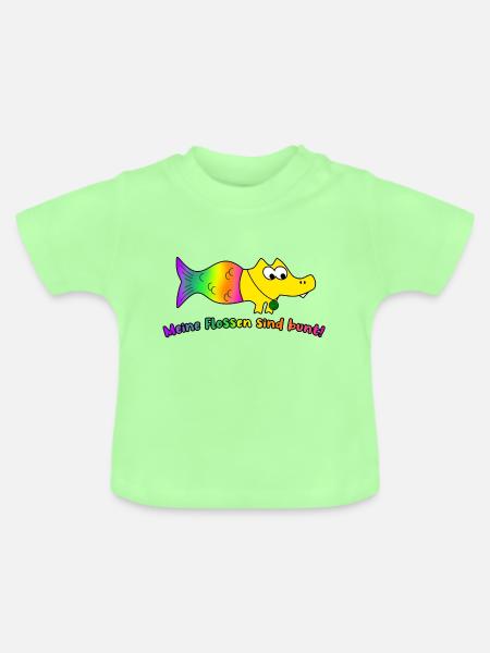 Meine Flossen sind bunt! Meerwerkel - Baby Bio-T-Shirt mit Rundhals - Mintgrün