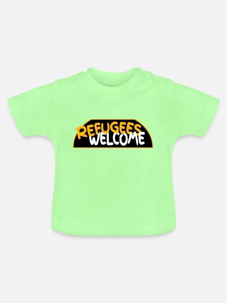 Flüchtlinge willkommen retro logo - Baby Bio-T-Shirt mit Rundhals - Mintgrün