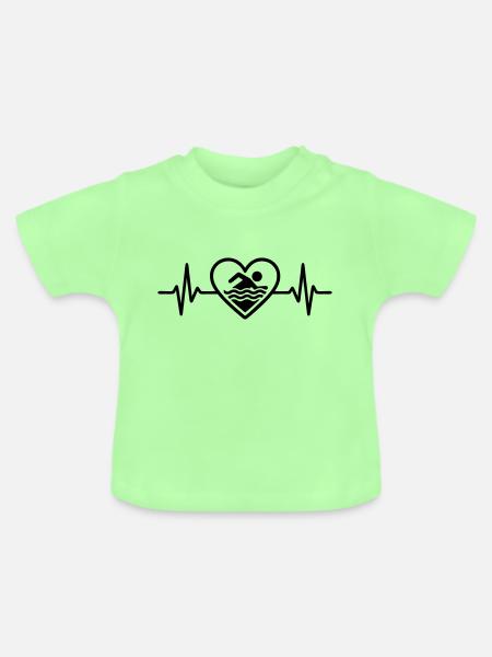Schwimmen Herz im Wasser - Baby Bio-T-Shirt mit Rundhals - Mintgrün