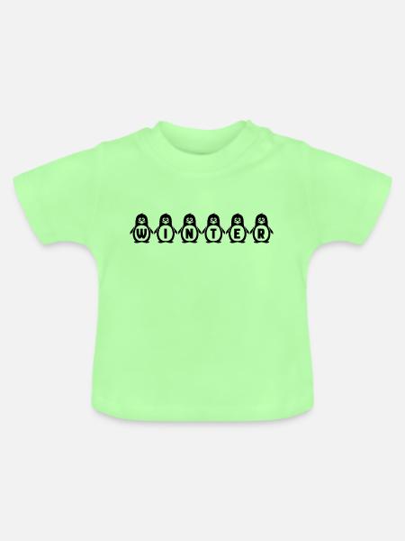 Pinguine - Schriftzug Winter - Geschenkidee - Baby Bio-T-Shirt mit Rundhals - Mintgrün