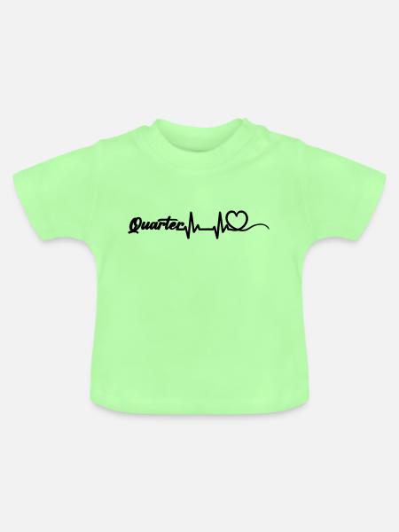 Heartbeat Herz mit Schriftzug Quarter schwarz - Baby Bio-T-Shirt mit Rundhals - Mintgrün