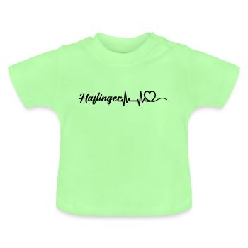 Heartbeat heart with lettering Haflinger black - Baby Organic T-Shirt with Round Neck - mint green - Front