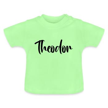 Name - Theodor - Baby Bio-T-Shirt mit Rundhals - Mintgrün - Vorne