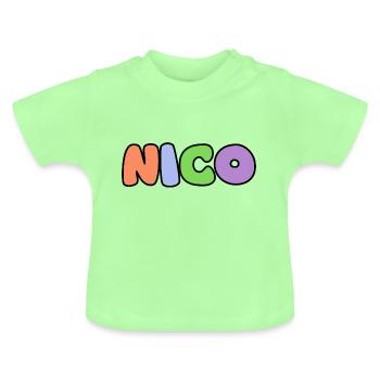 Nom - Nico - T-shirt bio col rond Bébé - vert menthe - Devant