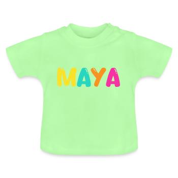 Name - Maya - Baby Organic T-Shirt with Round Neck - mint green - Front