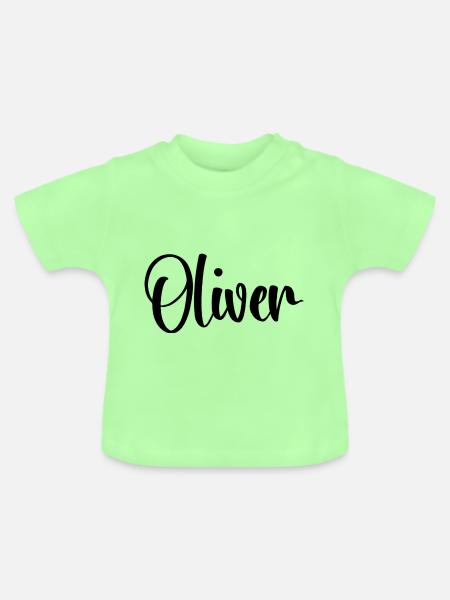 Vorname - Oliver - Baby Bio-T-Shirt mit Rundhals - Mintgrün