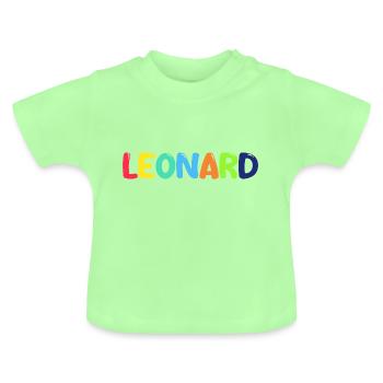 Name - Leonard - Baby Bio-T-Shirt mit Rundhals - Mintgrün - Vorne