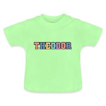 Name - Theodor - Baby Bio-T-Shirt mit Rundhals - Mintgrün - Vorne