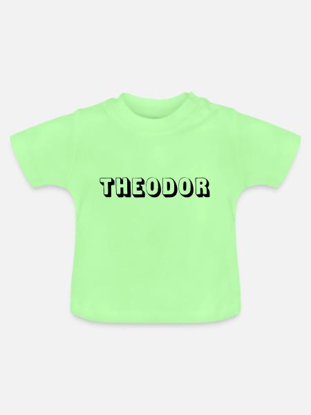 Name - Theodor - Baby Bio-T-Shirt mit Rundhals - Mintgrün
