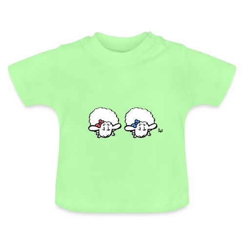 Baby Lamb Twins (pink & blau) - Baby Bio-T-Shirt mit Rundhals