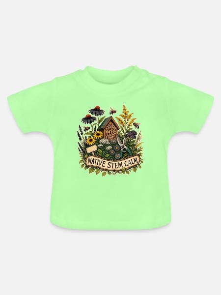 NATIVE STEM CALM Pflanzen - Baby Bio-T-Shirt mit Rundhals - Mintgrün