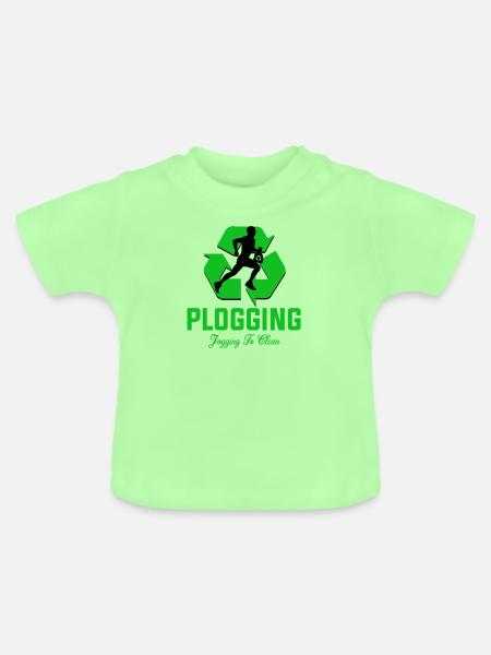 Plogging Jogging to clean - Baby Bio-T-Shirt mit Rundhals - Mintgrün