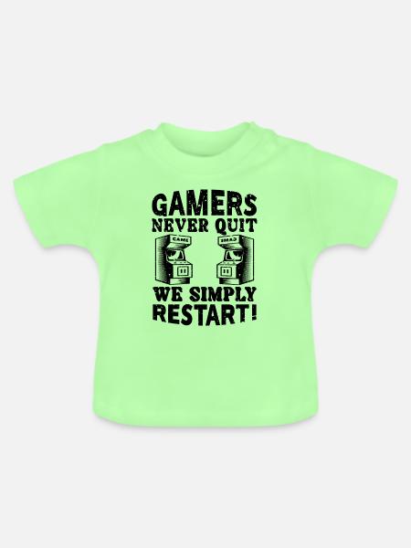 Gamers Never Quit Outfit - Baby Bio-T-Shirt mit Rundhals - Mintgrün