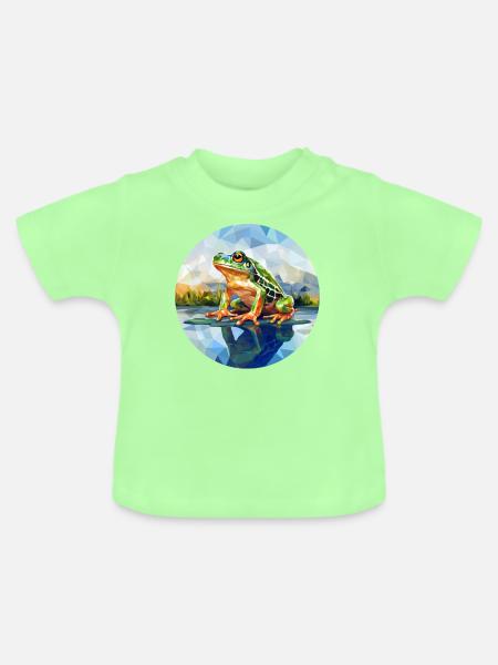 Polygoner Frosch im Teich - Baby Bio-T-Shirt mit Rundhals - Mintgrün