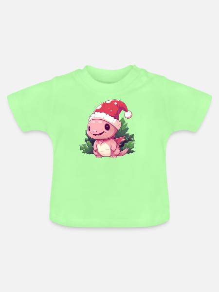 Weihnachts-Axolotl Mistelzweig - Baby Bio-T-Shirt mit Rundhals - Mintgrün