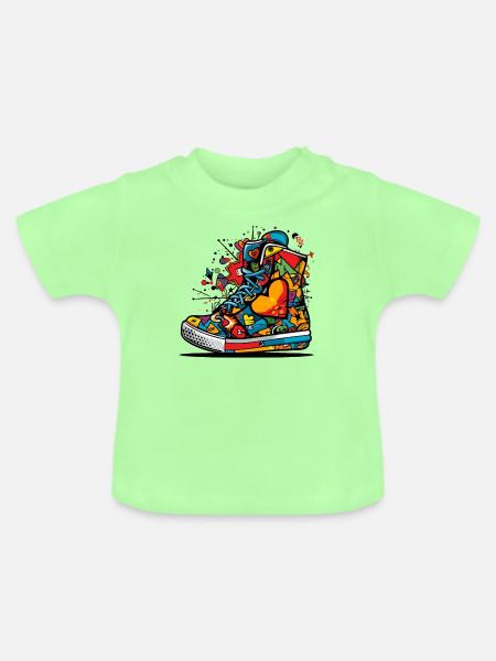 Liebe Sneaker Graffiti - Baby Bio-T-Shirt mit Rundhals - Mintgrün