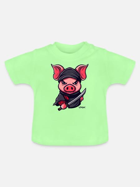 Ninja Schwein - Baby Bio-T-Shirt mit Rundhals - Mintgrün