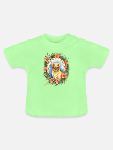 Golden Retriever - Baby Bio-T-Shirt mit Rundhals - Mintgrün