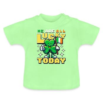 St Patrick's Day - 8bit pixel art lucky shamrock - Baby Organic T-Shirt with Round Neck - mint green - Front