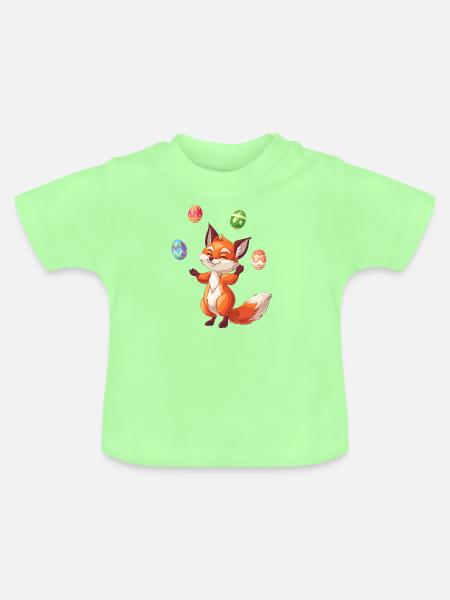Oster Rotfuchs Jongliert Eier - Baby Bio-T-Shirt mit Rundhals - Mintgrün