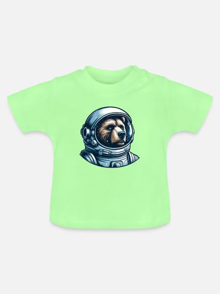Nachdenkliches Bär im Weltraum - Baby Bio-T-Shirt mit Rundhals - Mintgrün