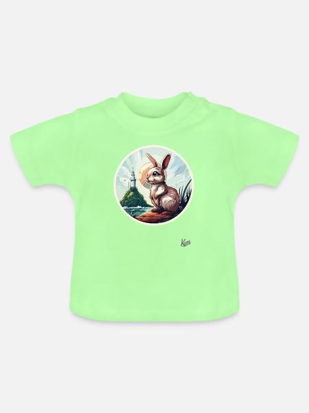 Der Hase am Leuchtturm - Baby Bio-T-Shirt mit Rundhals - Mintgrün