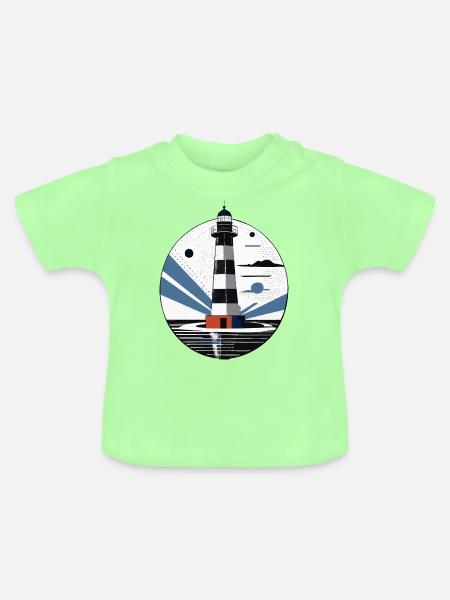 Leuchtturm, Küste, Meer - Baby Bio-T-Shirt mit Rundhals - Mintgrün