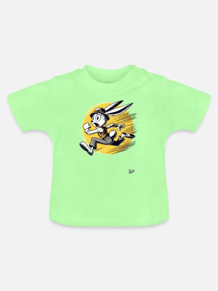 Retro Cartoon Laufender Hase - Baby Bio-T-Shirt mit Rundhals - Mintgrün