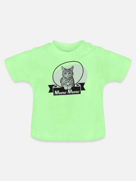 Katze, Miau - Baby Bio-T-Shirt mit Rundhals - Mintgrün