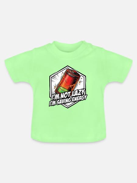 Ich spare Energie – Comic Spruch - Baby Bio-T-Shirt mit Rundhals - Mintgrün