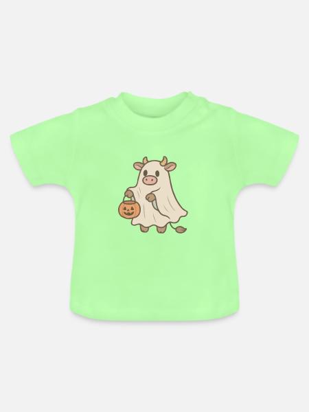 Kuhgeist mit Kürbiskorb - Baby Bio-T-Shirt mit Rundhals - Mintgrün