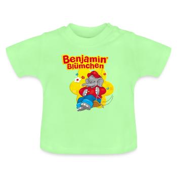 Benjamin Blümchen Schaukeln - Baby Bio-T-Shirt mit Rundhals - Mintgrün - Vorne