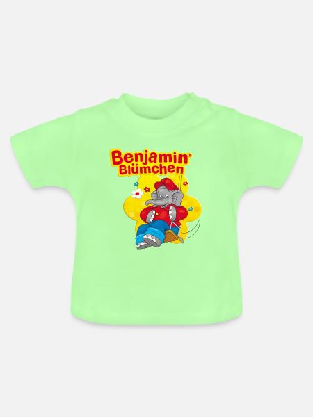 Benjamin Blümchen Schaukeln - Baby Bio-T-Shirt mit Rundhals - Mintgrün