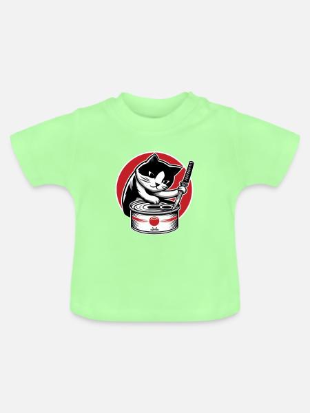 Katze schwingt ein Katana - Baby Bio-T-Shirt mit Rundhals - Mintgrün