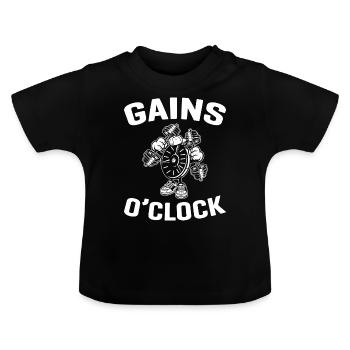 Gains o'clock - Baby Bio-T-Shirt mit Rundhals - Schwarz - Vorne