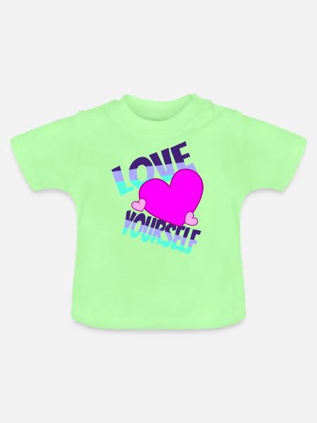 Love yourself - Baby Bio-T-Shirt mit Rundhals - Mintgrün