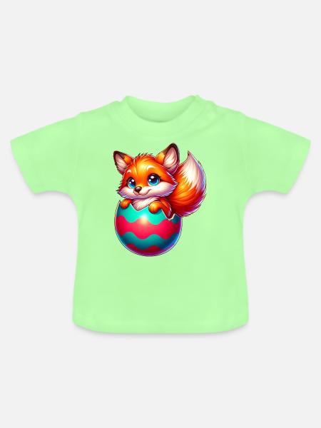 Schlüpfender Rotfuchs aus Osterei - Baby Bio-T-Shirt mit Rundhals - Mintgrün