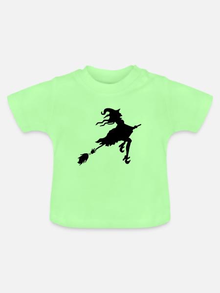 Hexe Besen - Baby Bio-T-Shirt mit Rundhals - Mintgrün