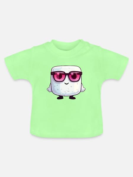 Kawaii Marshmallow mit Sonnenbrille - Baby Bio-T-Shirt mit Rundhals - Mintgrün
