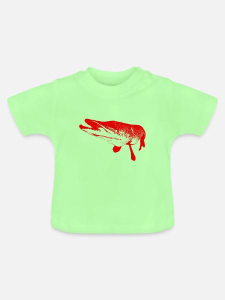 Hechtroter Druck - Baby Bio-T-Shirt mit Rundhals - Mintgrün