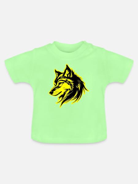 Wolf Silhouette - Baby Bio-T-Shirt mit Rundhals - Mintgrün